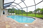 Pool with quartz interior finish and 'spitters' for a soothing water sound