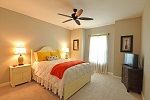 Guest room in soothing gray color scheme