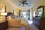 Master bedroom with charming bay window seating area